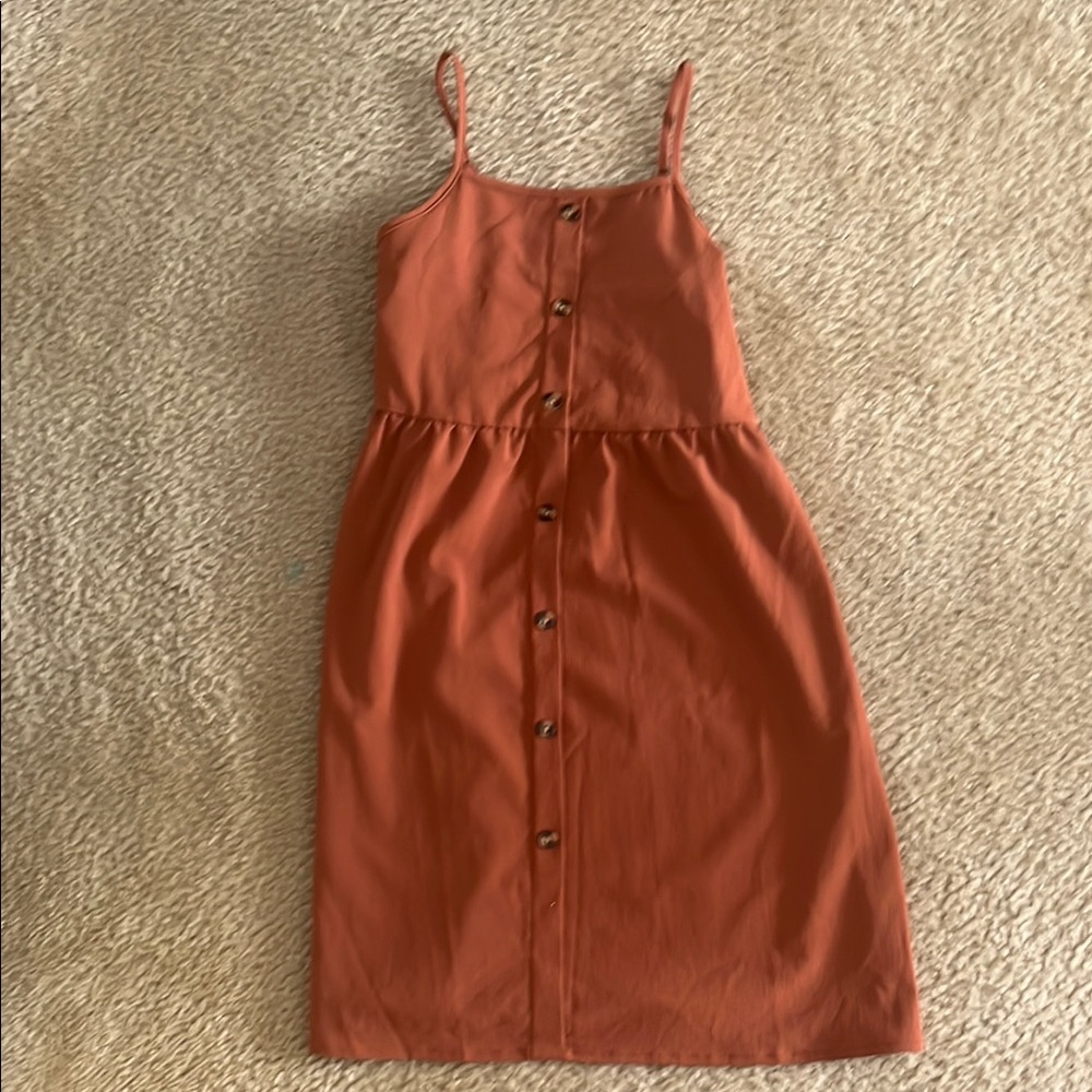 Elegant Terracotta Button-Down Dress